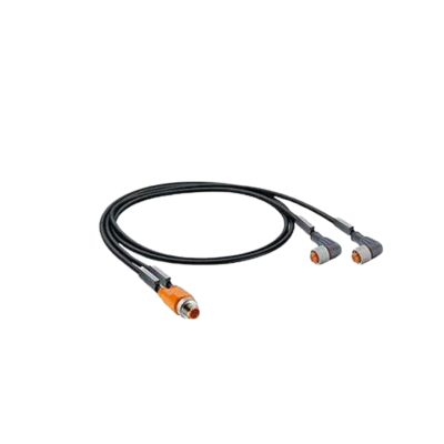 M12 Y-splitter mannelijk naar twee M12 vrouwelijke haakse connectoren